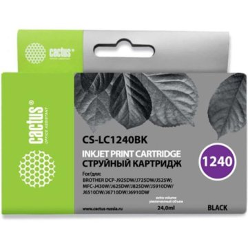 Картридж струйный Cactus CS-LC1240BK черный для Br