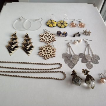 Серьги, цепочка, бижутерия, серебро