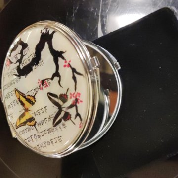 Зеркало двойное косметическое, крышка перламутр