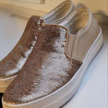 Слипоны женские золотые/синие 38/39р