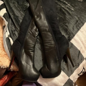 Сапоги зимние на каблуке