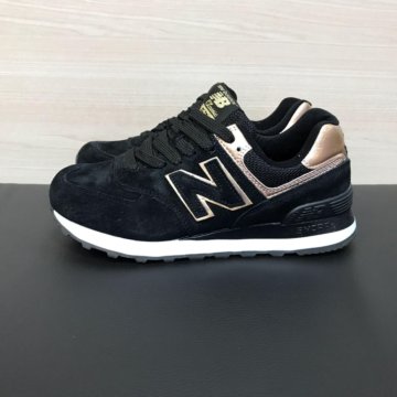 Кроссовки New Balance 574 черные с золотым