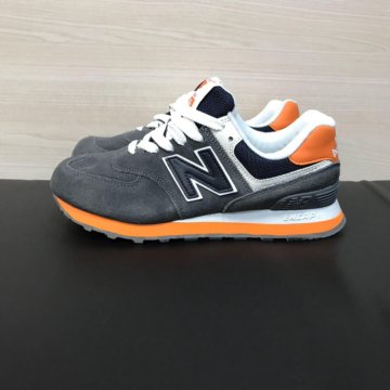Кроссовки New Balance 574 серые с оранжевым