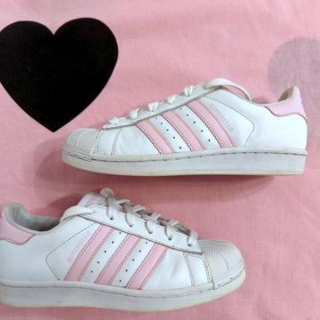 Кроссовки Adidas Superstar 36 с розовыми полосками