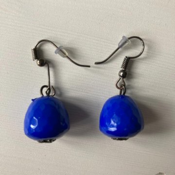 Ярко-синие серьги-бусины