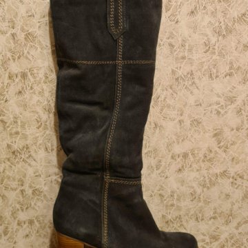 Зимние сапоги замшевые