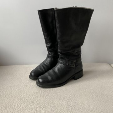 Сапоги женские зимние 40 утепленные черные кожа