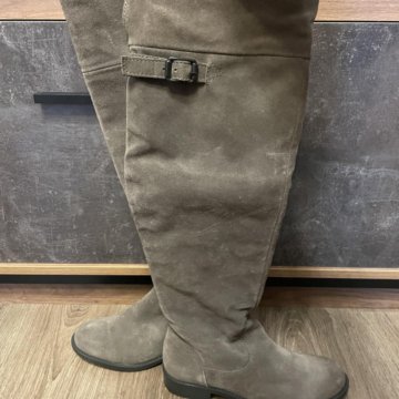 Сапоги ботфорты из натуральной замши