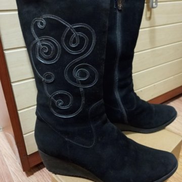 Сапоги из натур. замши с нат. мехом, р.40