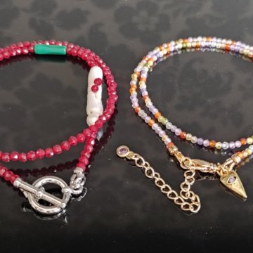 Чокер цирконы, барочный жемчуг, малахит