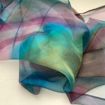 Лёгкий шарф 40 х 160 нат шёлк ручная роспись батик