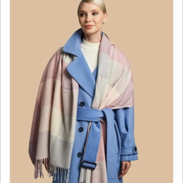 Шарф палантин платок в клетку женский