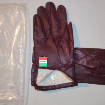Перчатки кожаные женские коричневые. Венгрия.