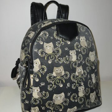 Рюкзак женский черный, с совами