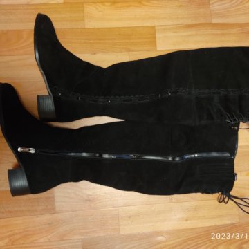 Сапоги ботфорты замшевые