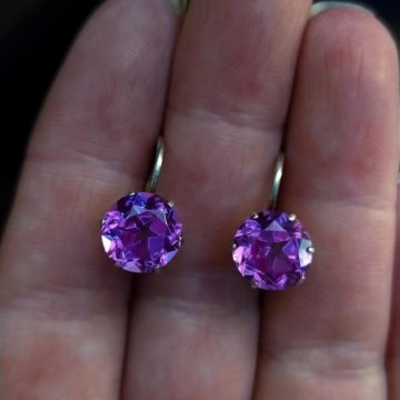 Серебряные серьги 875 александрит СССР
