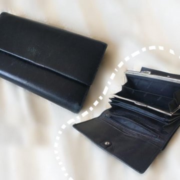 Кошелёк кожа чёрный Vera Pelle Италия 18,5х10,5 см