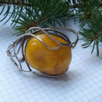 Винтаж браслет серебро янтарь желток СССР