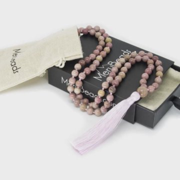 Бусы четки 108 бусин родонит MeruBeads