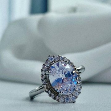 Кольцо серебряное с кубическим цирконом и фианитом