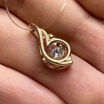 Серебряный кулон с фианитом (925 проба, золочение)