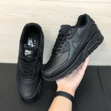 Кроссовки Nike Air Max 90 черные кожаные