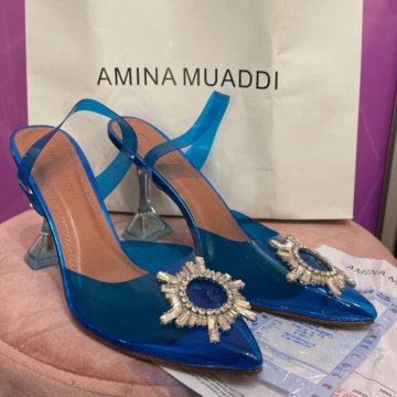 Amina Muaddi Новые туфли кожа/силикон