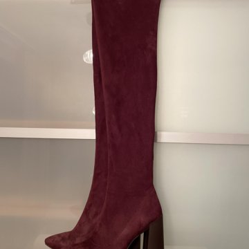 Сапоги-чулки ботфорты бордовые