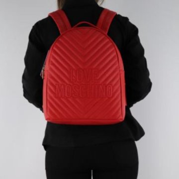 Красный рюкзак Love Moschino с тисненым логотипом