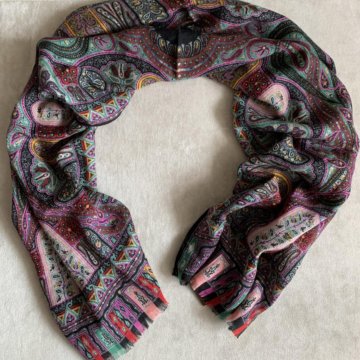 Шарф из шерсти и шелка с узором ETRO оригинал