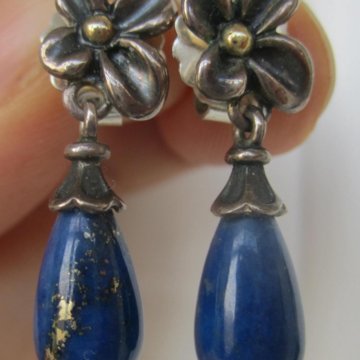 Дизайнерские серьги Ann King лазурит, золото