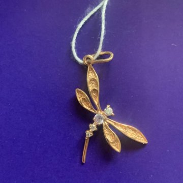 Подвеска золотая стрекоза