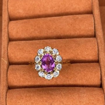 Золотое кольцо с александритом и бриллиантами СССР