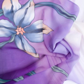 Шёлковый фиолетовый палантин 