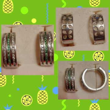 Серьги серебро двусторонние