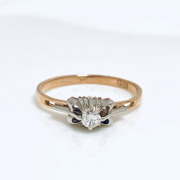 Золотое кольцо с бриллиантом 583 проба СССР