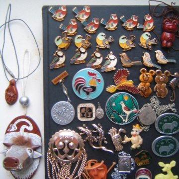 Птицы и звери кулон значок брошка