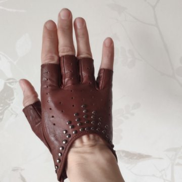 Полуперчатки женские кожаные, 7.5 размер
