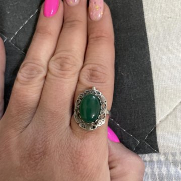 Кольцо винтаж, нат камень 925 проба