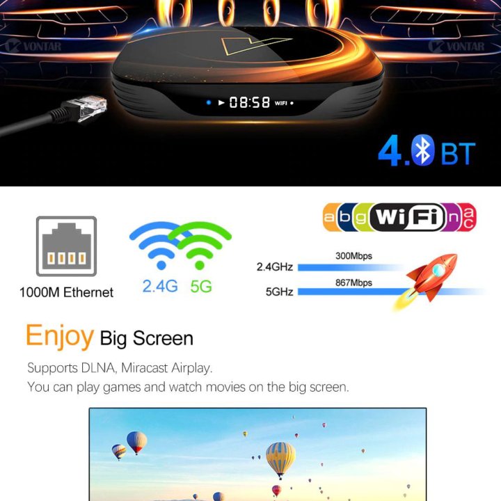 Vontar X3 (4/128GB, 8K) (Новая SmartTV приставка)