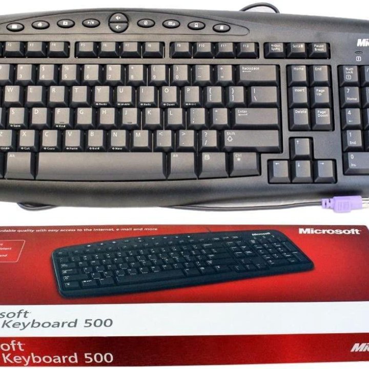 Клавиатура Microsoft Wired 500 чёрная разъем PS/2