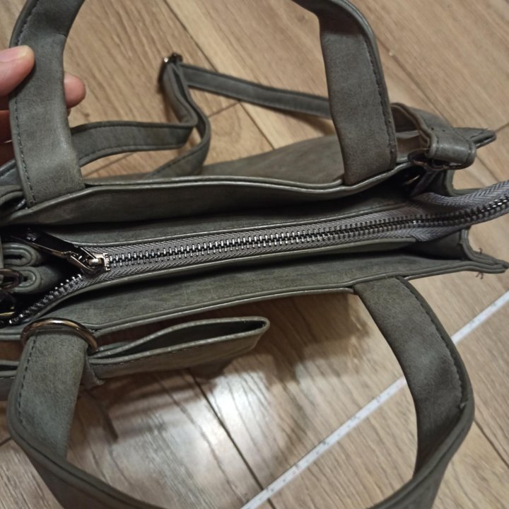 Сумка серая, с бантом