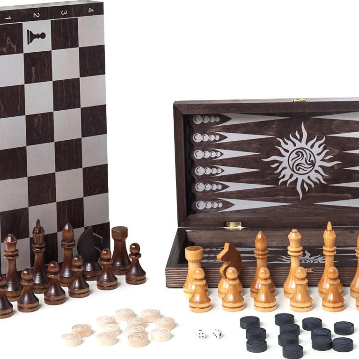 Игра 3 в 1 (шахматы, нарды, шашки) 40*40 см