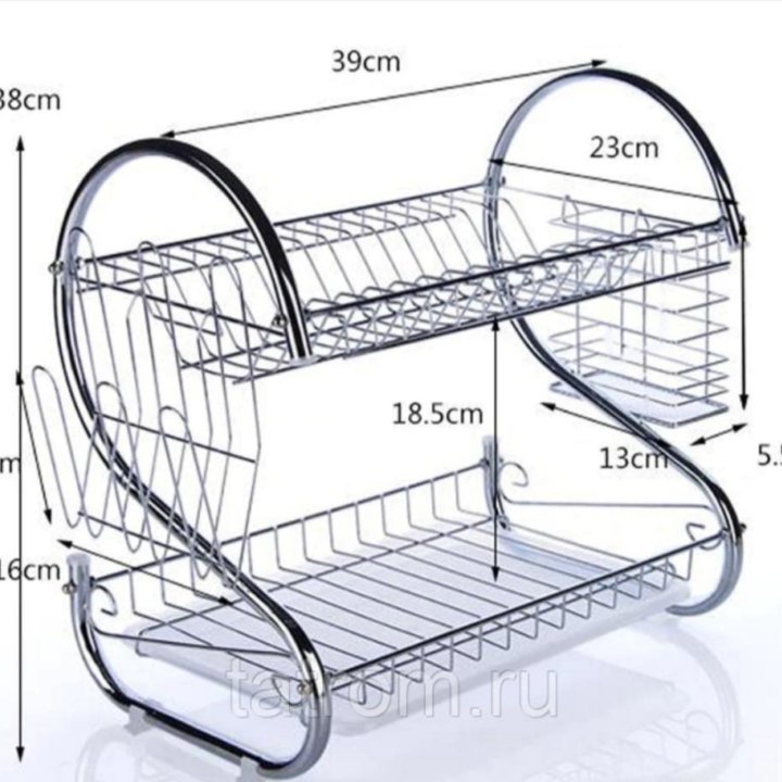 Двухъярусная сушилка для посуды 38 x 38 x 24 см