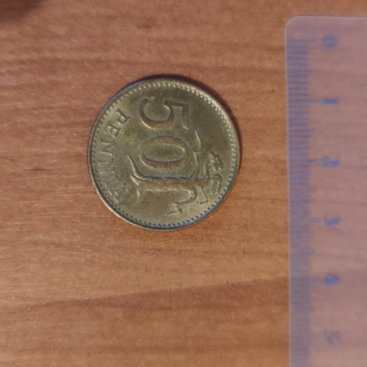 Монета 50 пенни suomen tasavalta 1985