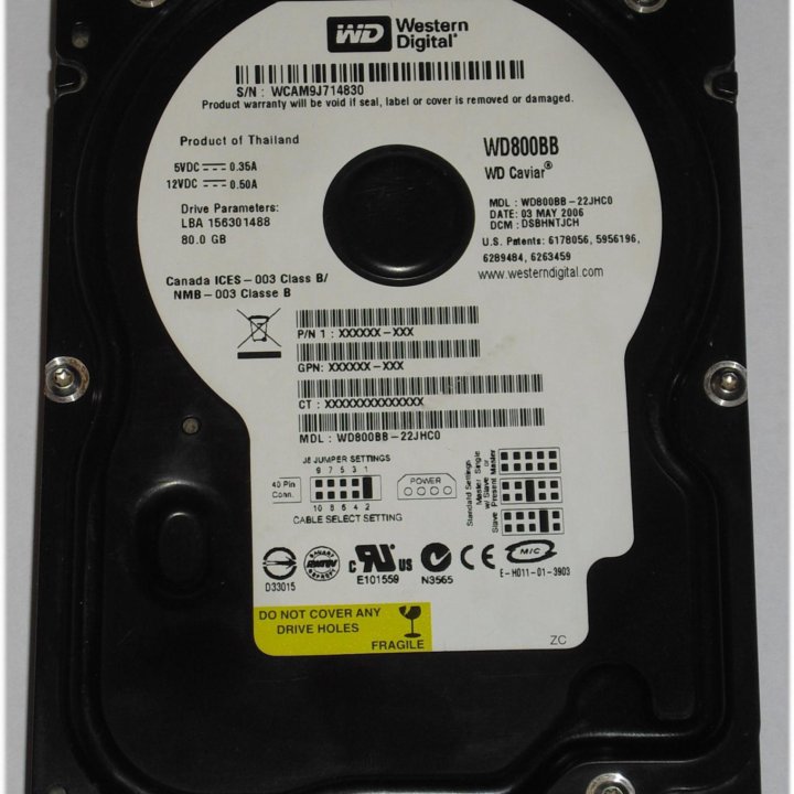 Жесткий диск HDD WD 80 gb IDE