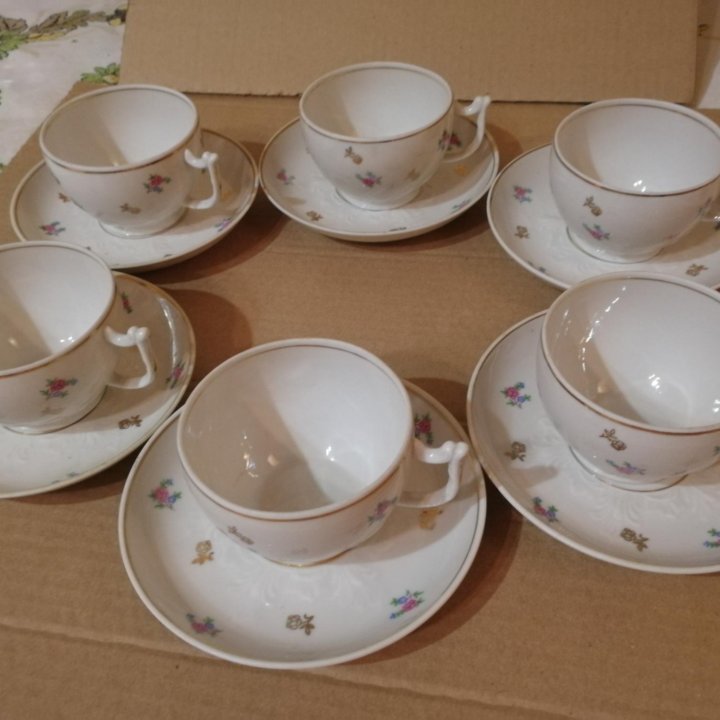 Чайный сервиз Вербилки СССР, тонкий фарфор купить в Москве, цена 2 300 ...