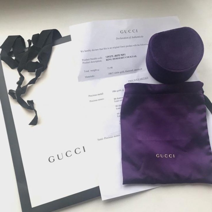 Кольцо Gucci Horsebit Аметист золото оригинал