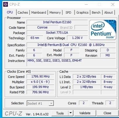 Процессор Pentium Dual-Core E2160