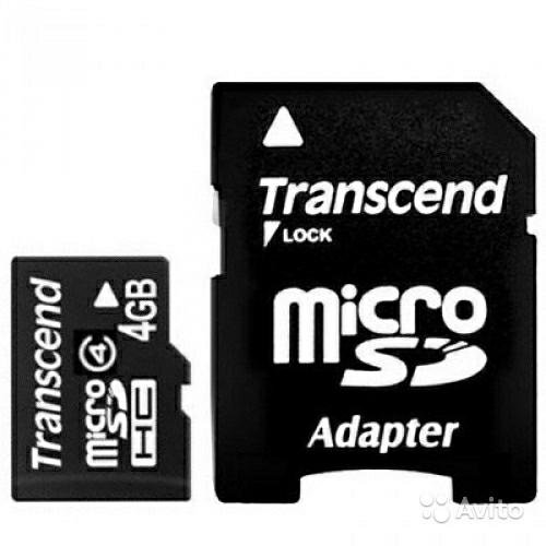 Карта памяти Transcend TS4GUSDHC4 с адаптером SD